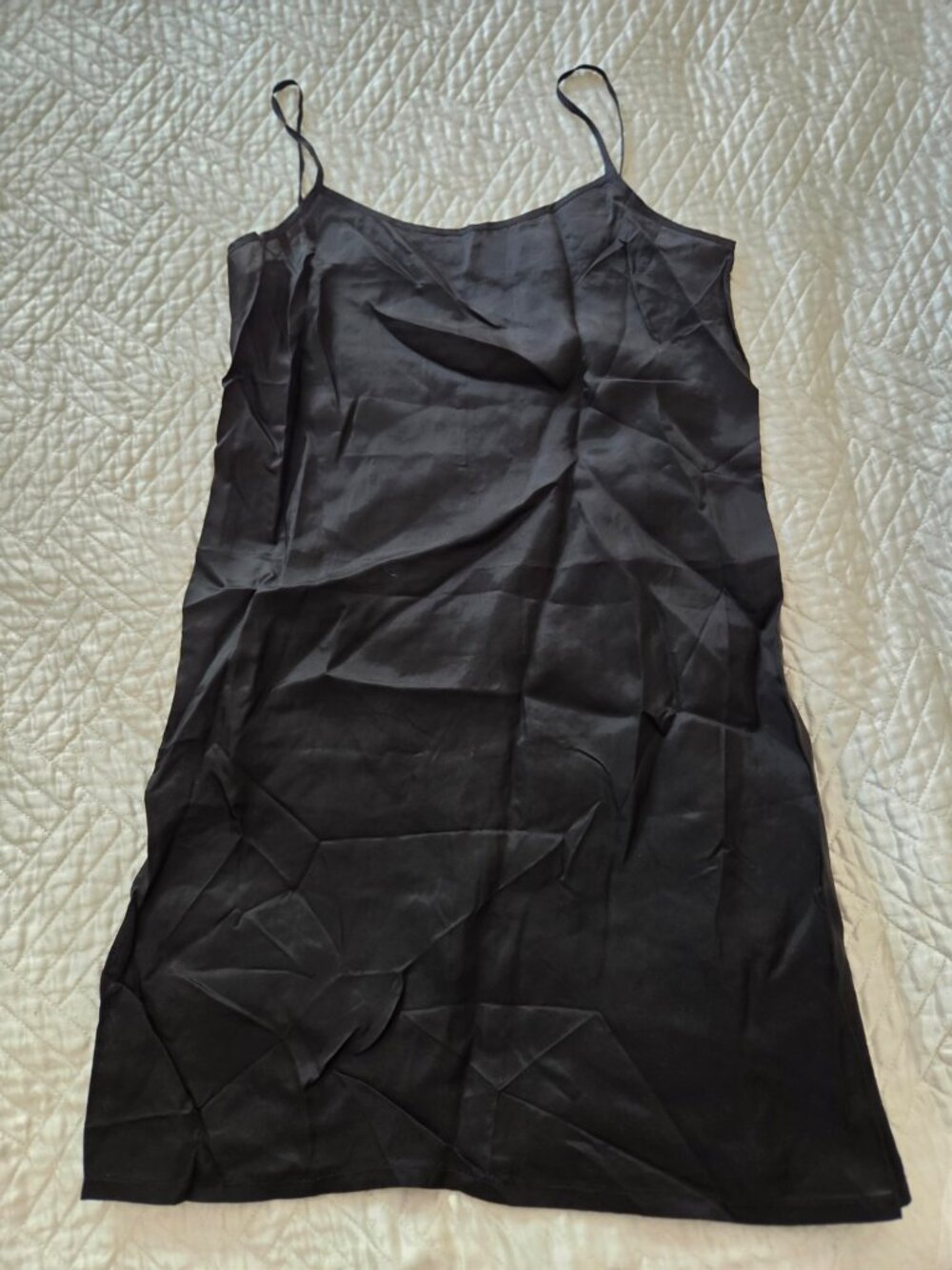 Jeune Otte Black Swiss Dot Belted Shirt Dress Slip Size S - Picture 7 of 12